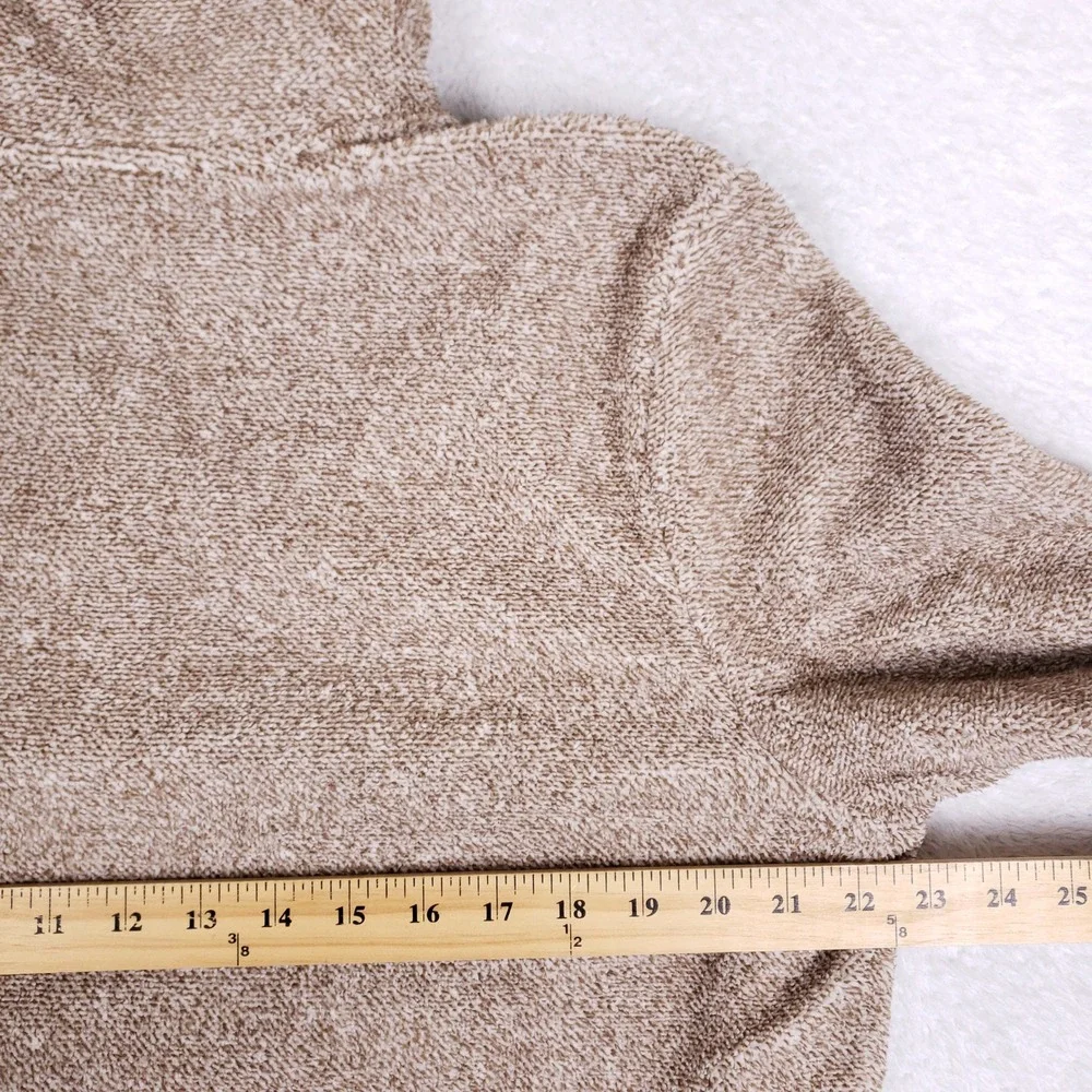 Eddie Bauer Fleece Pullover Sweater Womens Large Mock Neck Heathered Tan Cozy - Picture 7 of 8